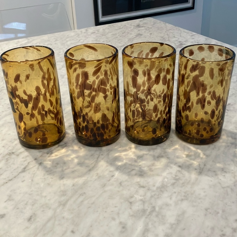 Set of 4 NOVICA Handblown Tortoise Glasses